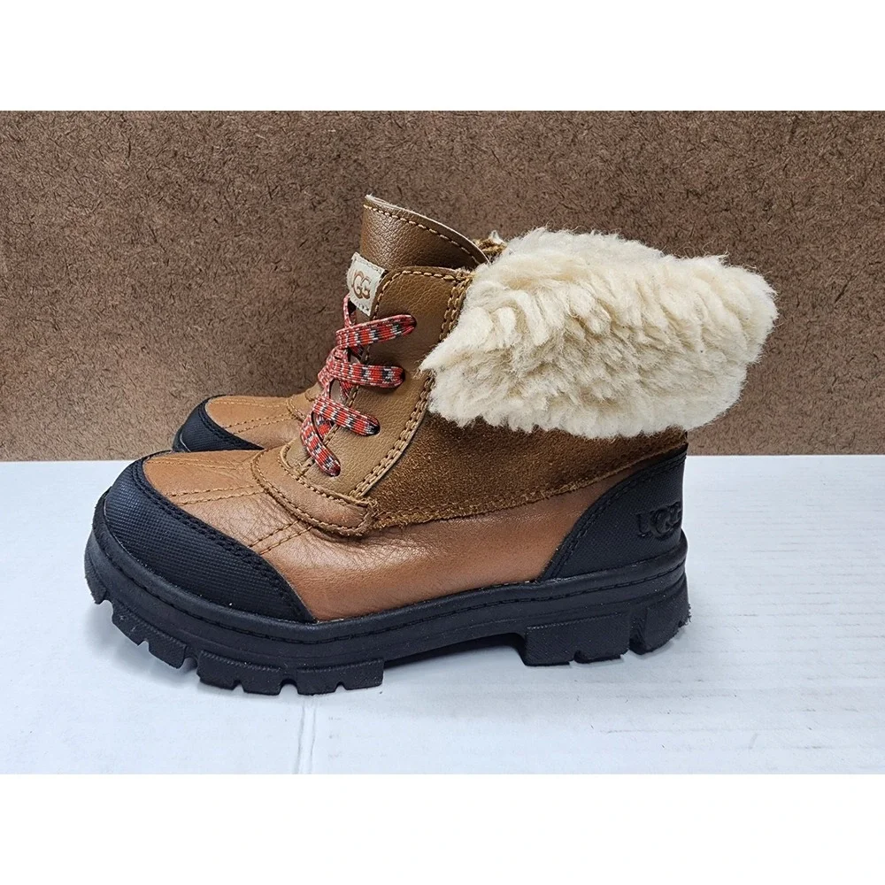 UGG Kids Ashton Addie boots Tan Leather Suede Waterproof 1143666K Sz 12 Toddler
